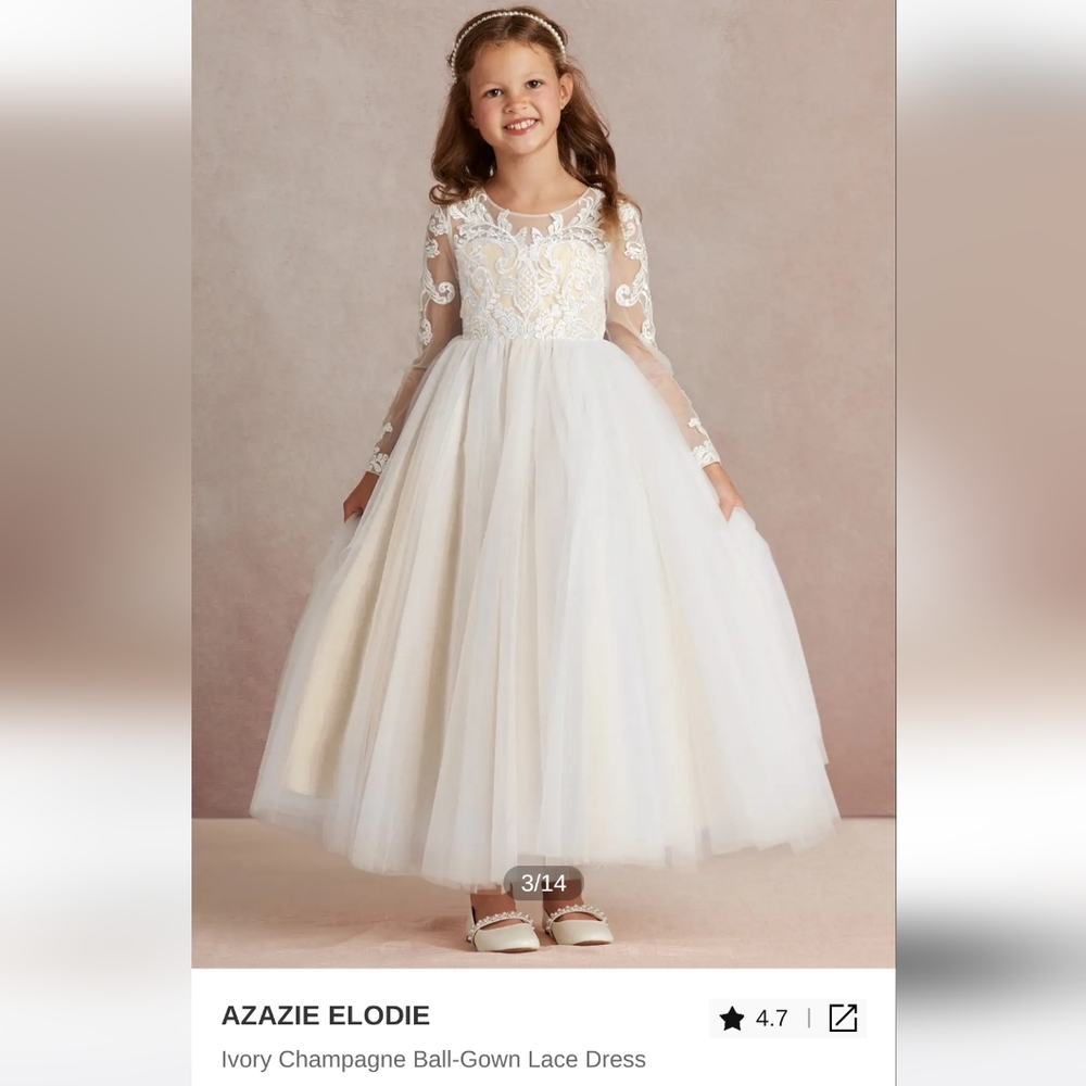 Azazie Elodie Ivory Lace Dress